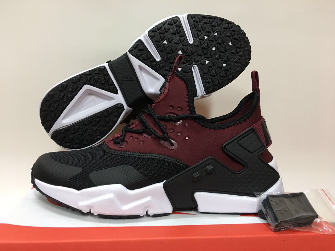 Men Nike Air Huarache 6 Wine Red Black White